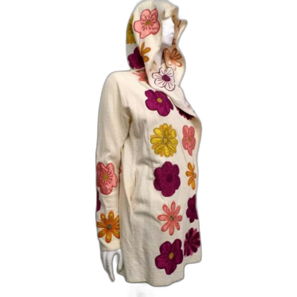 Johnny Was Biya / Blossom Applique Hoodie / Boho Floral Embroidered Hoodie - Picture 3 of 5